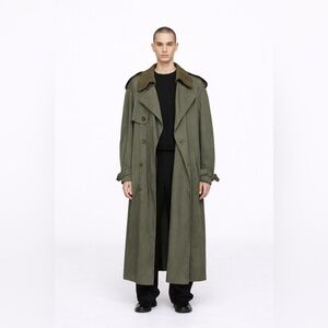 LONDON FOG - Trench Coat with Removable Wool Lining | Olive Green Belted Coat